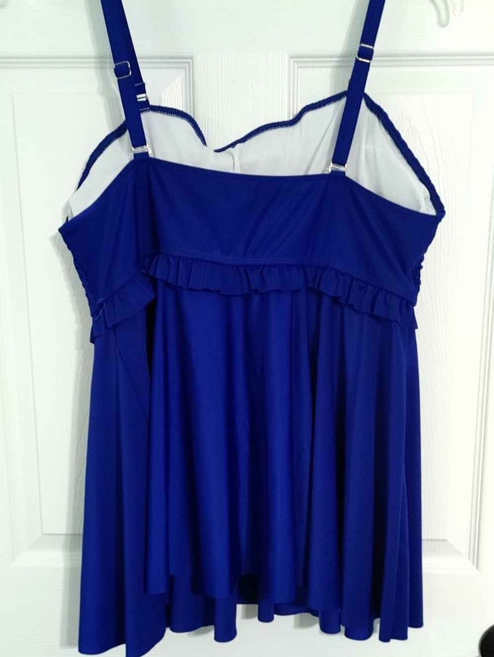 Royal Blue Smocked Tankini Bathing Suit Top Measures Size 22 or Bra size 42DD - Picture 3 of 5